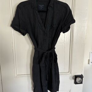 Abercrombie and Fitch Black Button-Up Dress with Belt